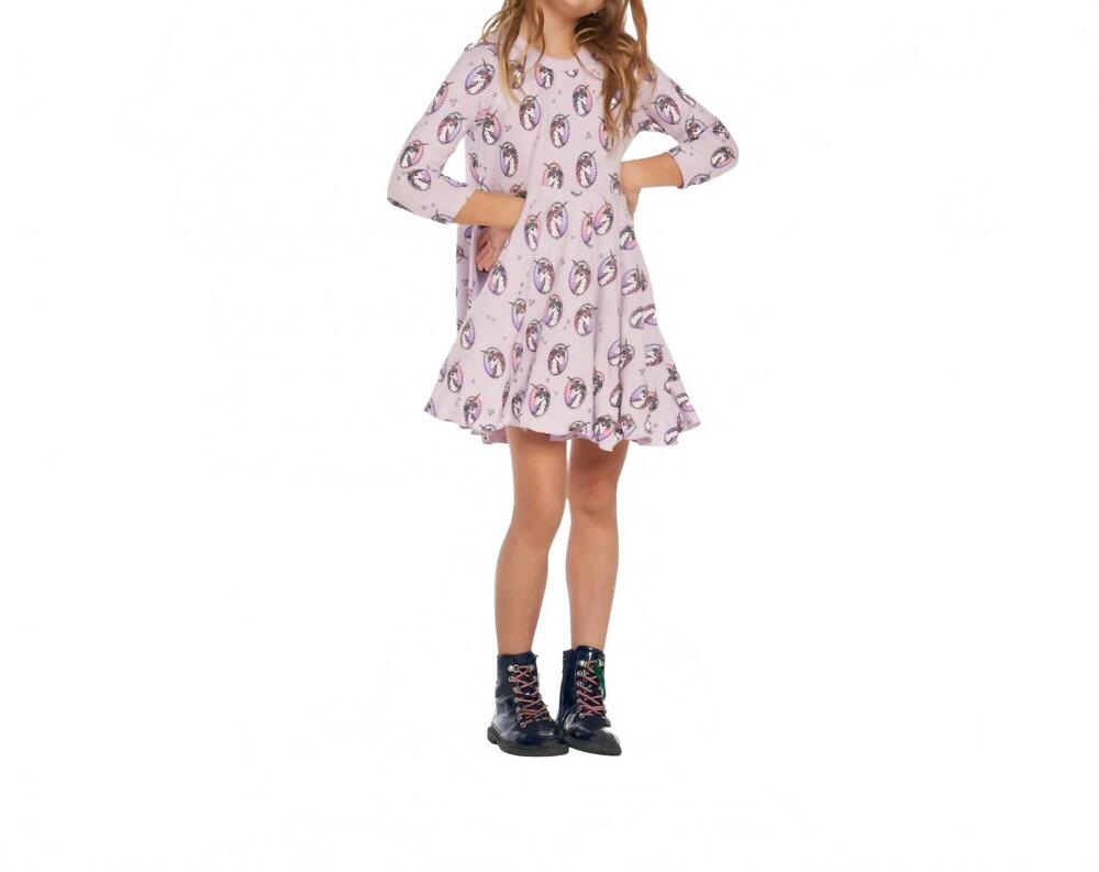 NEW CHASER lilac unicorn twirl dress in pink